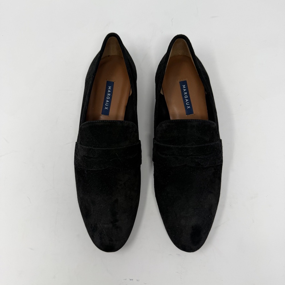 Margaux Penny Loafer Black Suede Slip On Flat Shoes Women Size 39.5 M
